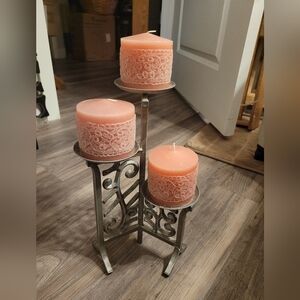 Elegant Candle Holder with Pink/Peach Candles